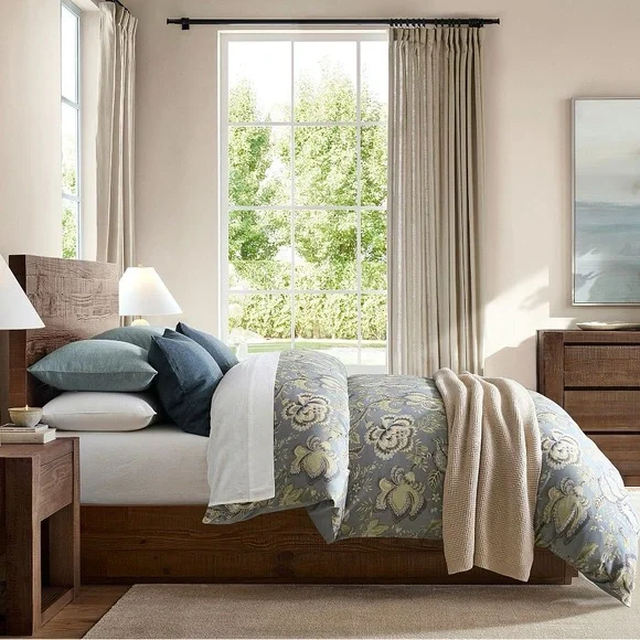 NWT Pottery Barn Azalea Palempore King/Cal King Duvet Cover in Floral Blue Green - Picture 9 of 11